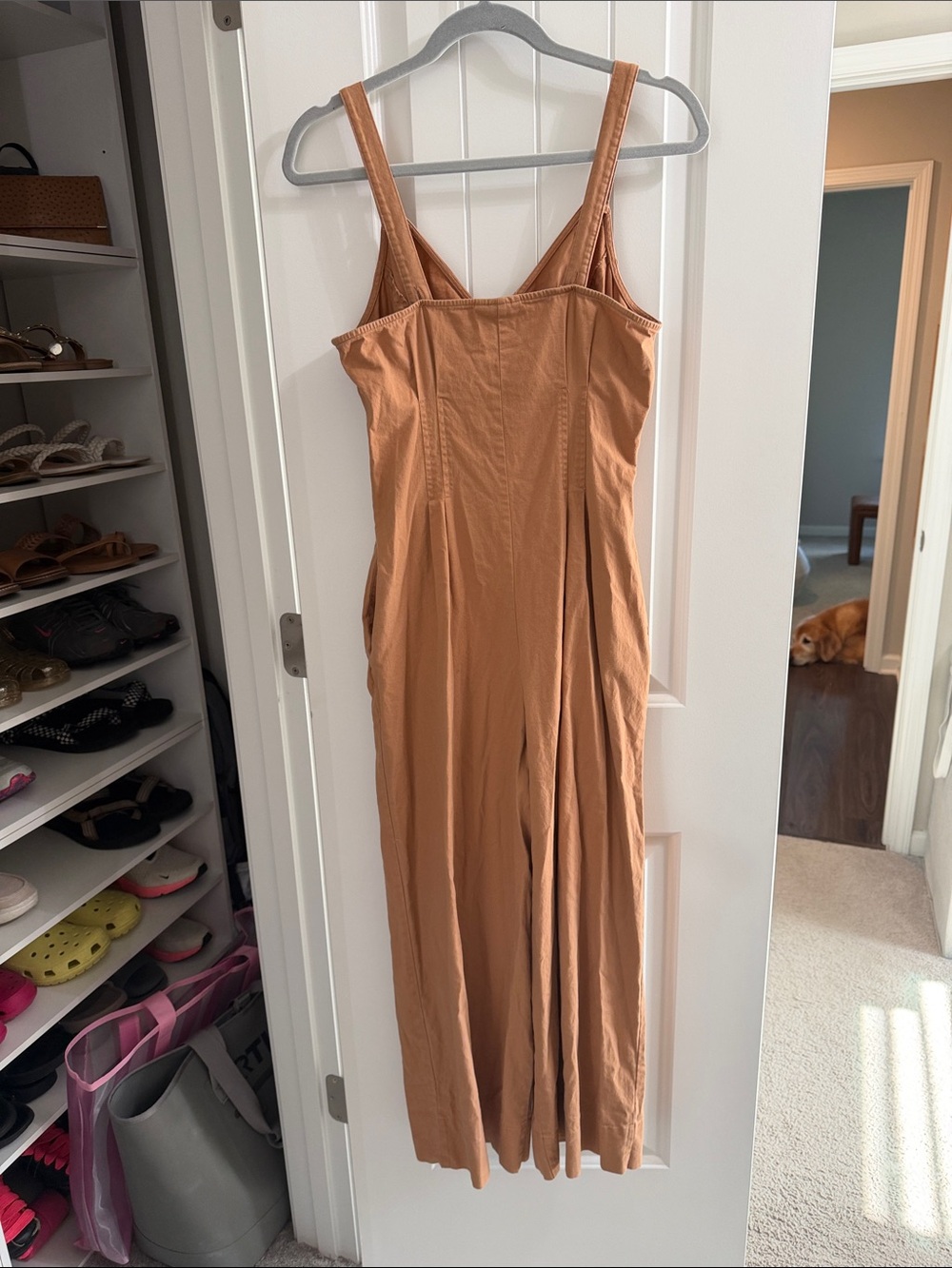 Universal Thread Rust-Orange Button-Front Wide-Leg Jumpsuit - Picture 2 of 5